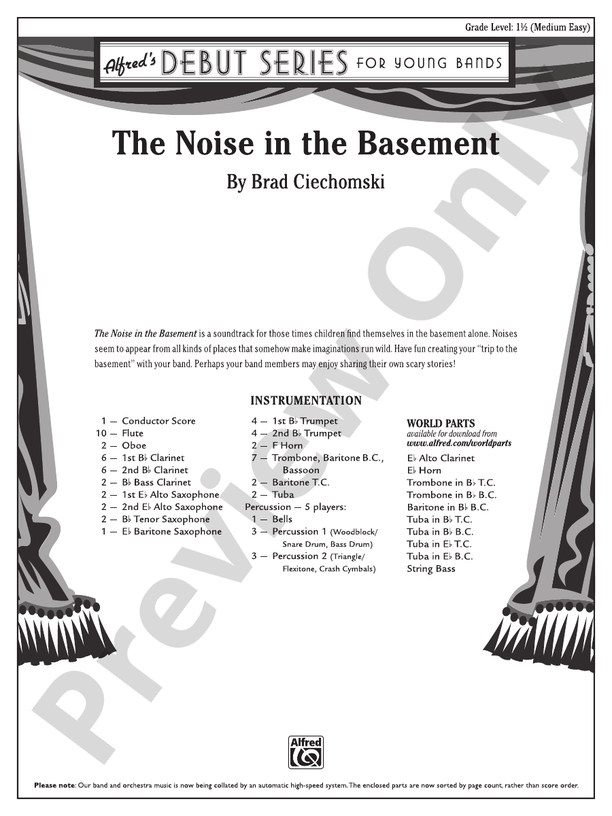 The Noise in the Basement - Concert Band Conductor Score & Parts (Digital Download)