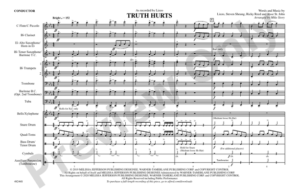 Truth Hurts – Marching Band Conductor Score & Parts (Digital Download)