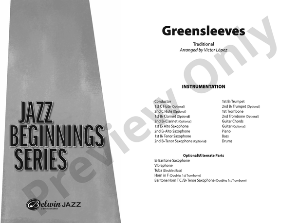 Greensleeves (Grade 0.5) – Jazz Ensemble Conductor Score & Parts (Digital Download)