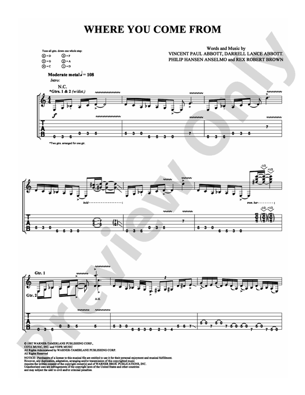 Where You Come From - Guitar TAB (Digital Download)