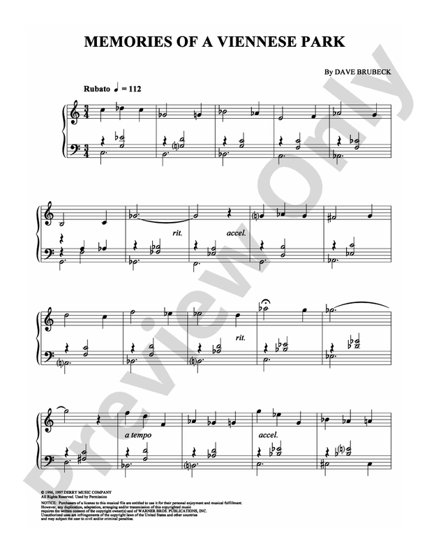 Memories of a Viennese Park - Piano (Digital Download)