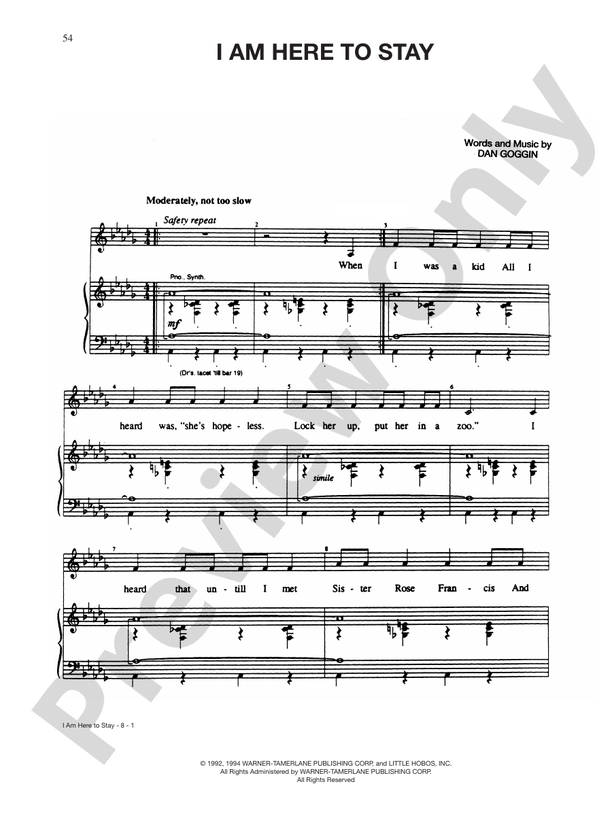 I Am Here to Stay (from Nunsense II) - PVG (Digital Download)