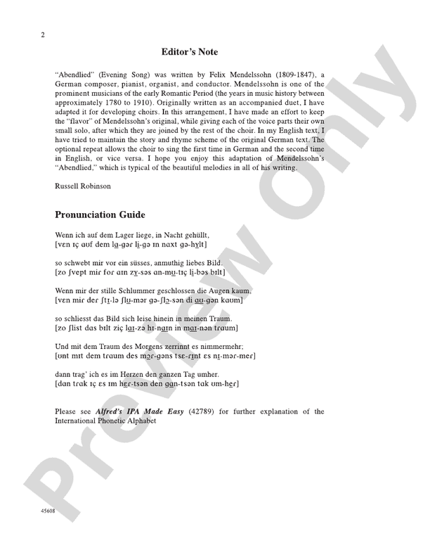 Abendlied - 2-Part Choral Octavo (Digital Download)