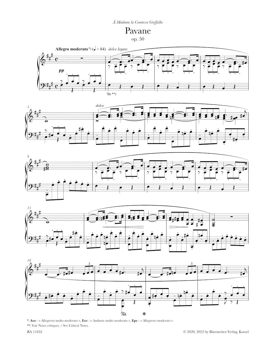 Pavane for Piano Op 50 - Faure BA11832