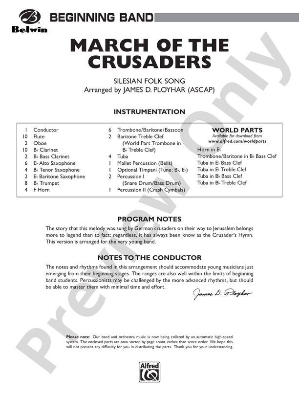 March of the Crusaders - Concert Band Conductor Score & Parts (Digital Download)