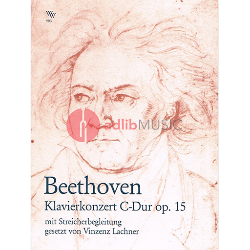 Beethoven - Concerto no 1 in C Major Op 15 - Piano/String Orch Full Score - arr Lachner - Verlag Walter Wollenweber