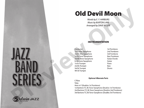 Old Devil Moon - Jazz Ensemble Conductor Score & Parts(Digital Download)