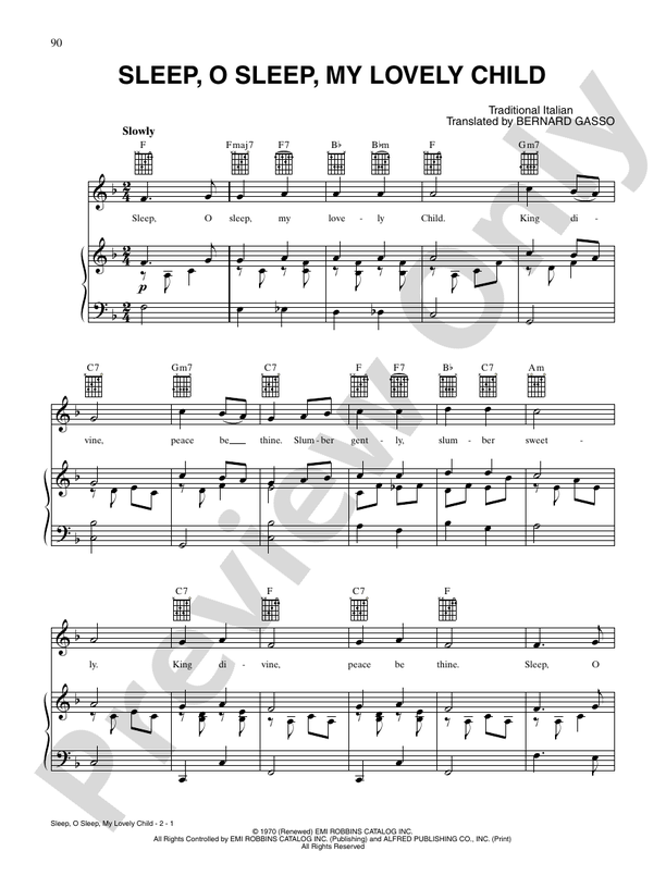 Sleep, O Sleep, My Lovely Child - PVG (Digital Download)