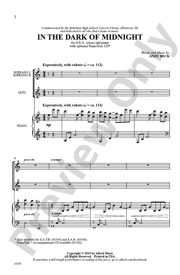 In the Dark of Midnight – SSA Choral Octavo (Digital Download)