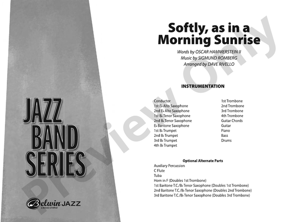 Softly, As in a Morning Sunrise (Grade 3) - Jazz Ensemble Conductor Score & Parts (Digital Download)