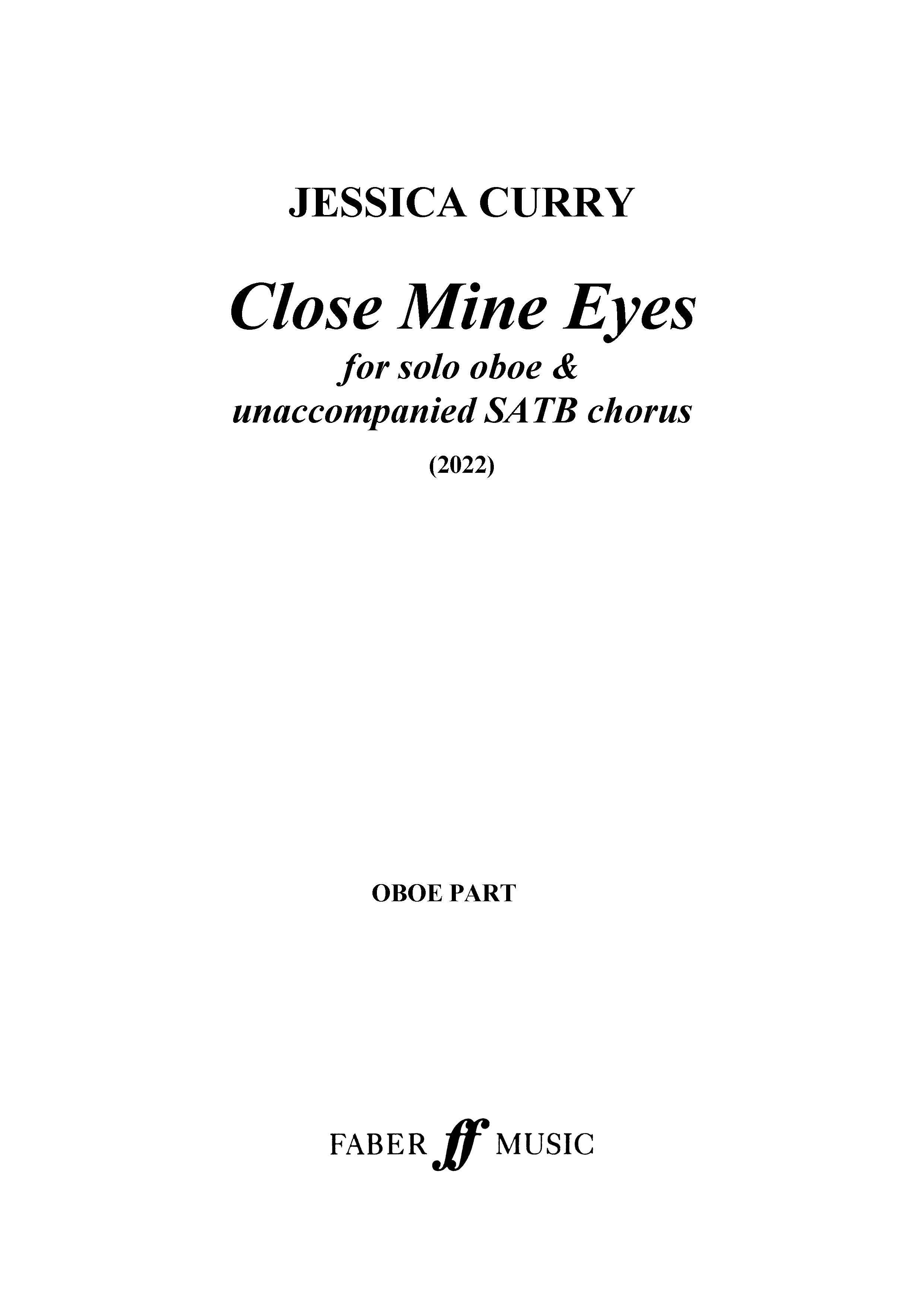 Close Mine Eyes - Oboe Part (Digital Download)