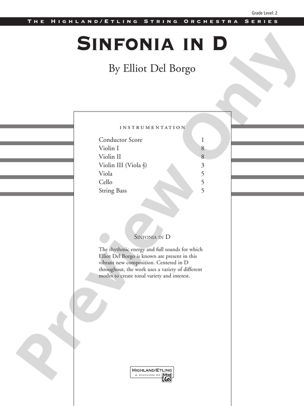 Sinfonia in D – String Orchestra Conductor Score & Parts (Digital Download)