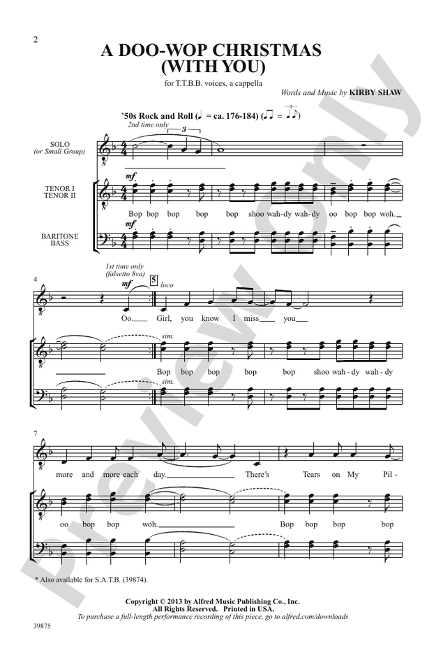 A Doo-Wop Christmas (With You) - TTBB, a cappella Choral Octavo (Digital Download)