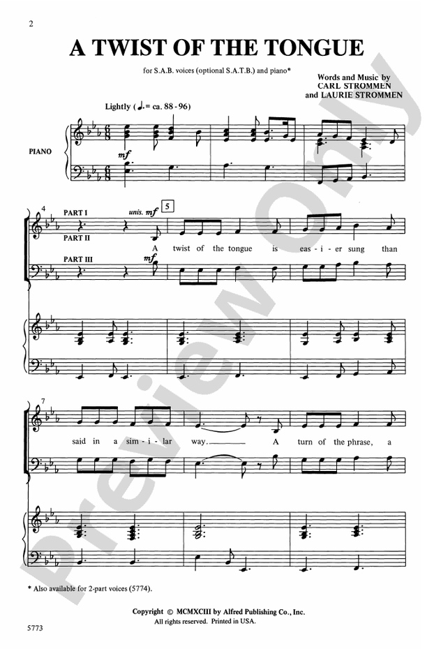 A Twist of the Tongue - SAB/SATB Choral Octavo (Digital Download)