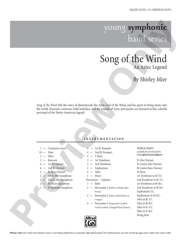 Song of the Wind - Concert Band Conductor Score & Parts (Digital Download)