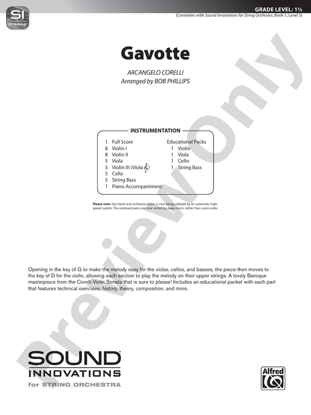Gavotte – String Orchestra Conductor Score & Parts (Digital Download)