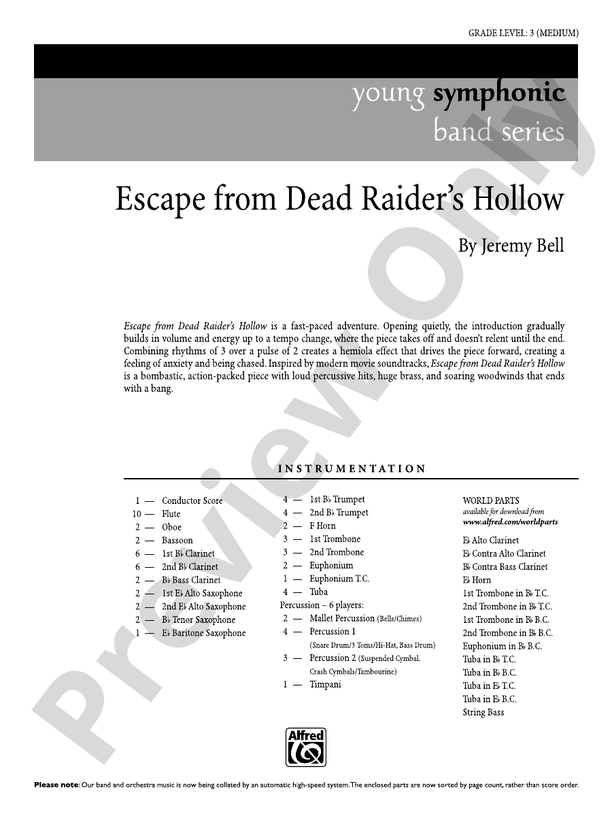 Escape from Dead Raider's Hollow - Concert Band Conductor Score & Parts (Digital Download)