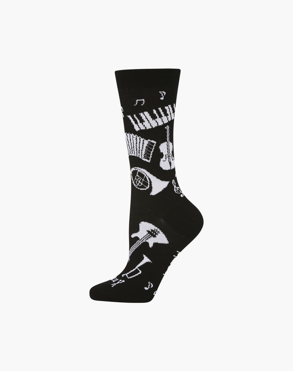 Womens Music Socks Black with White Musical Instruments 'All That Jazz' Size 2-8 Bamboo