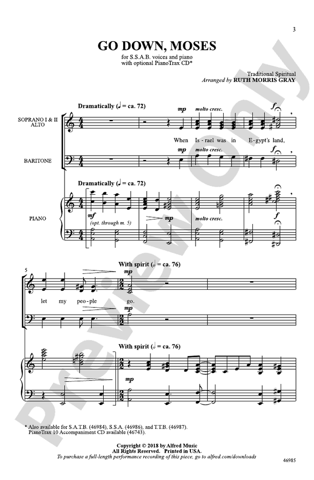 Go Down, Moses – SSAB Choral Octavo (Digital Download)