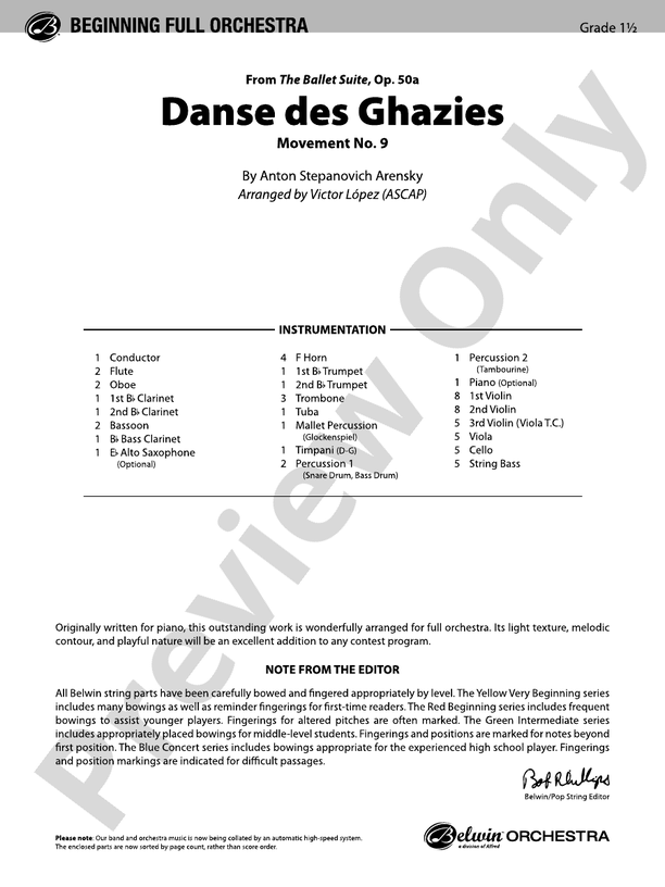 Danse des Ghazies – Full Orchestra Conductor Score & Parts (Digital Download)