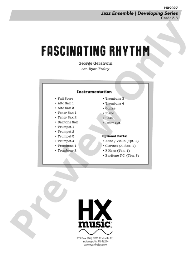 Fascinating Rhythm (Grade 3.5) – Jazz Ensemble Conductor Score & Parts (Digital Download)