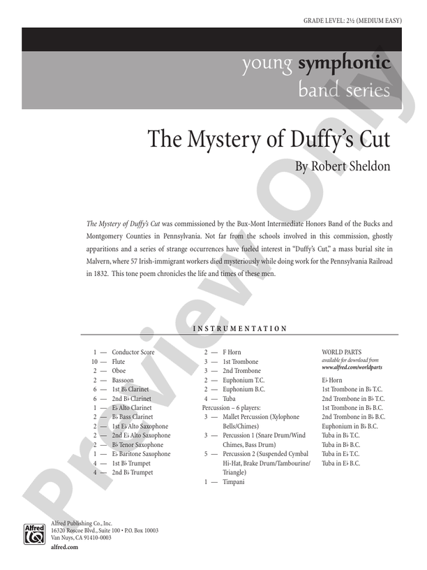 The Mystery of Duffy's Cut - Concert Band Conductor Score & Parts (Digital Download)