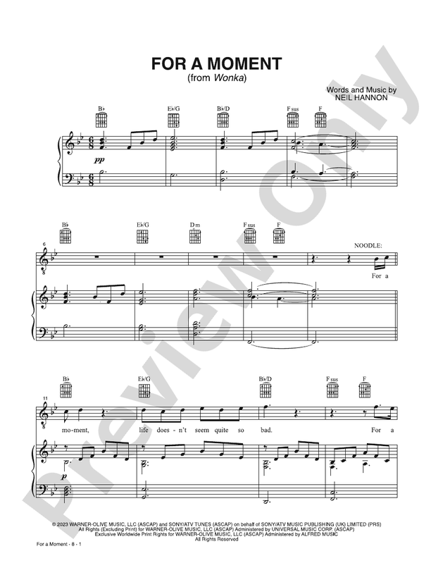 For a Moment (from Wonka) - PVG (Digital Download)