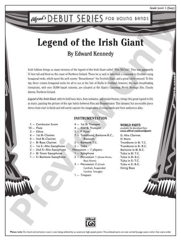 Legend of the Irish Giant - Concert Band Conductor Score & Parts (Digital Download)