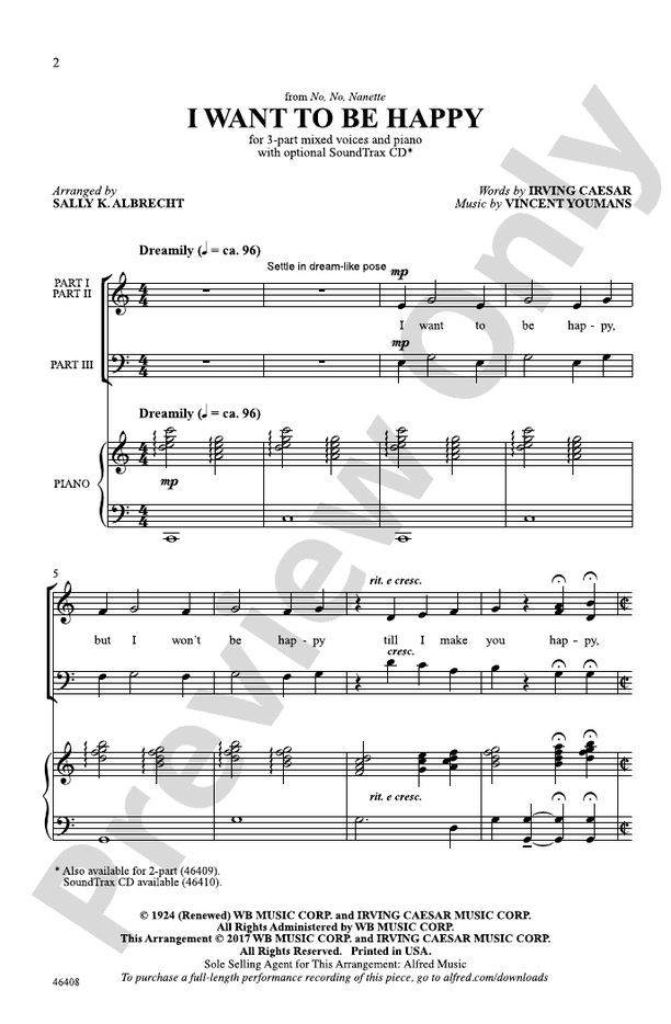 I Want to Be Happy – 3-Part Mixed Choral Octavo (Digital Download)