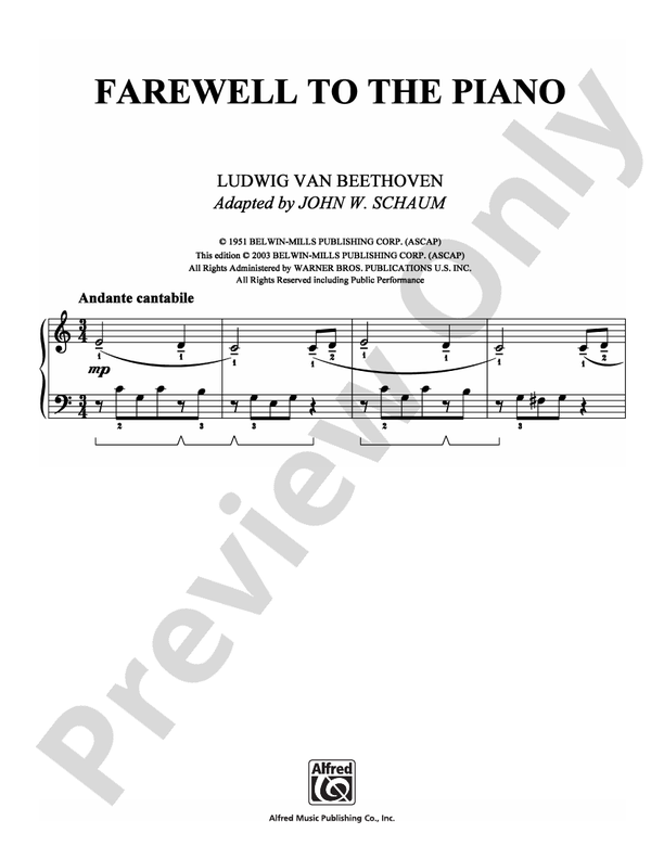 Beethoven - Farewell to the Piano - Easy Piano (Digital Download)