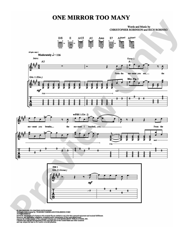 One Mirror Too Many - Guitar TAB (Digital Download)