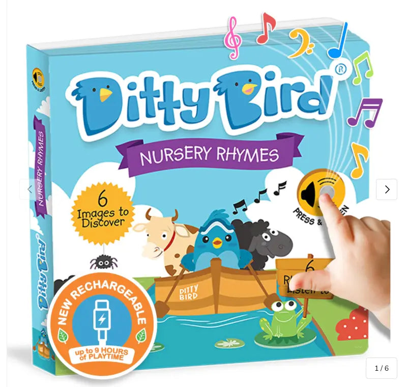 Ditty Bird Nursery Rhymes Childrens Interactive Sound Book New Rechargeable Edition
