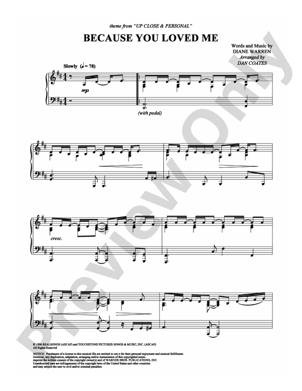 Because You Loved Me - Piano (Digital Download)