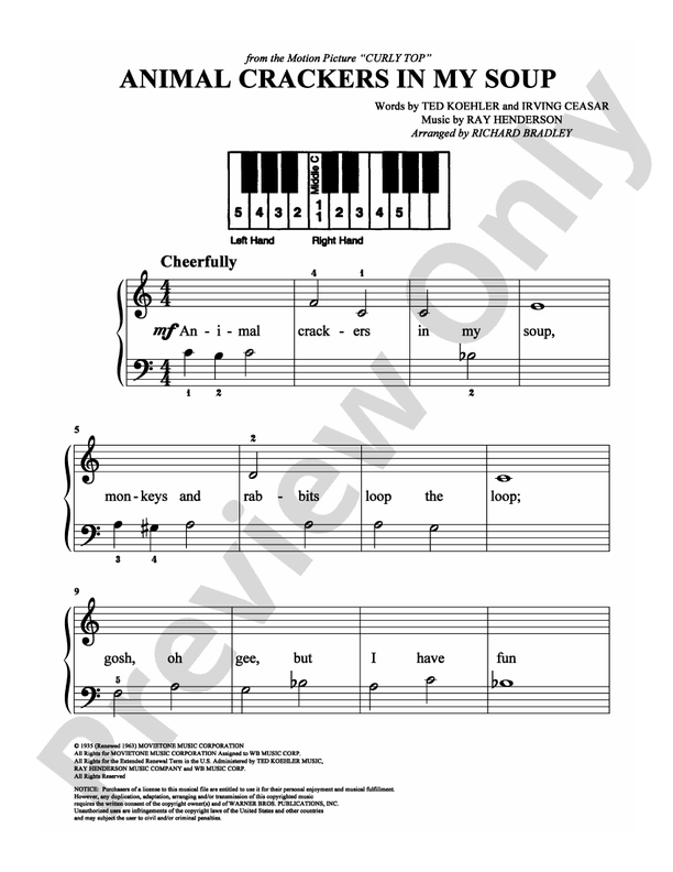 Animal Crackers in My Soup - Arr. Richard Bradley - Easy Piano (Digital Download)