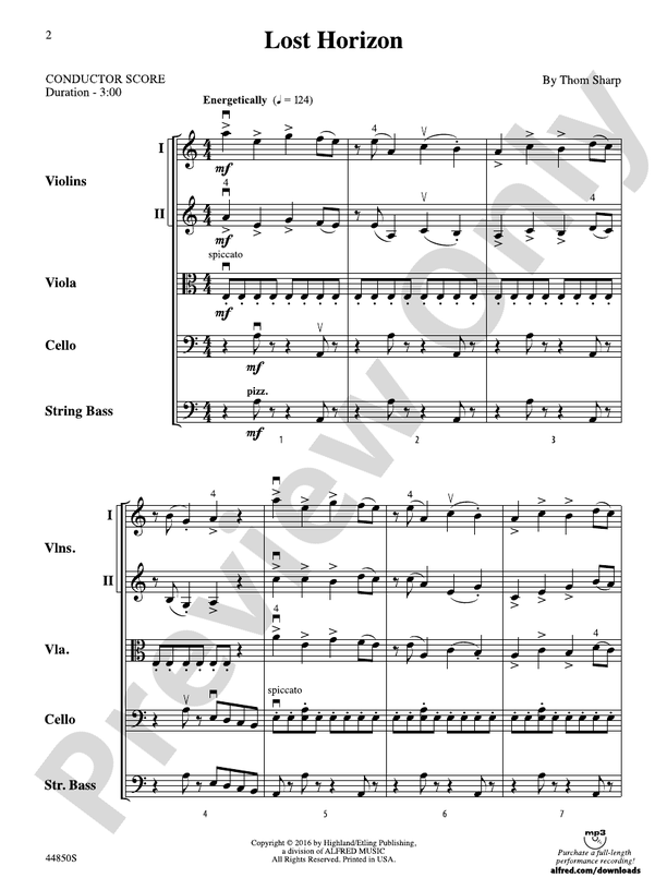 Lost Horizon - String Orchestra Conductor Score & Parts (Digital Download)