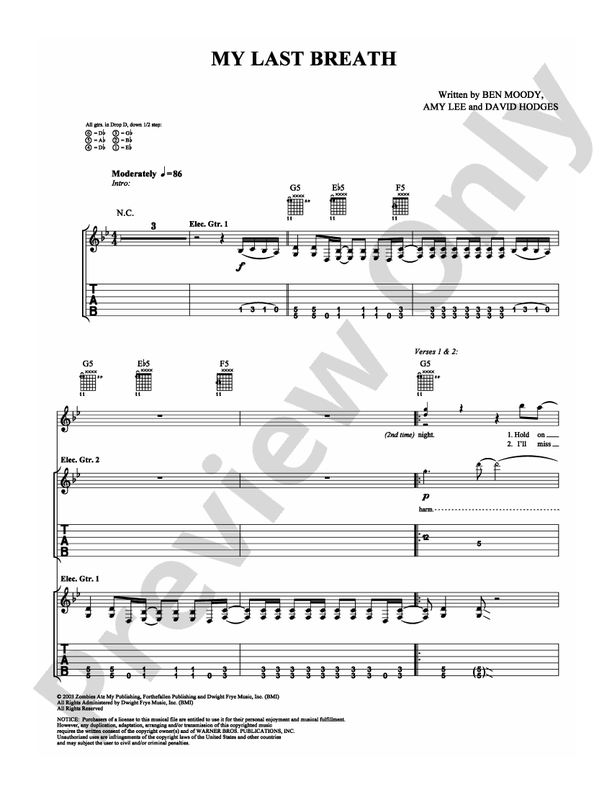 My Last Breath - Guitar TAB (Digital Download)