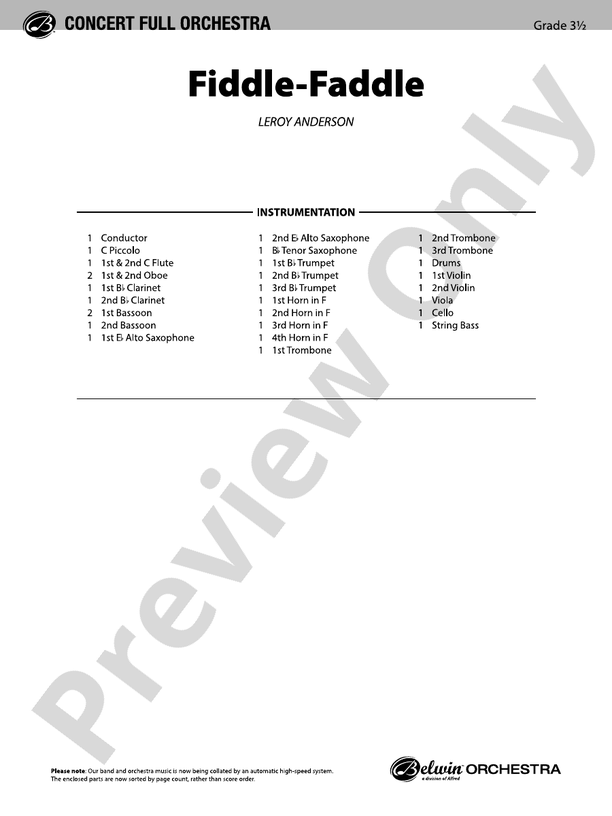 Fiddle-Faddle (Grade 3.5) – Full Orchestra Conductor Score & Parts (Digital Download)
