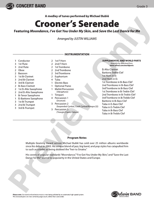 Crooners Serenade - Concert Band Conductor Score & Parts (Digital Download)