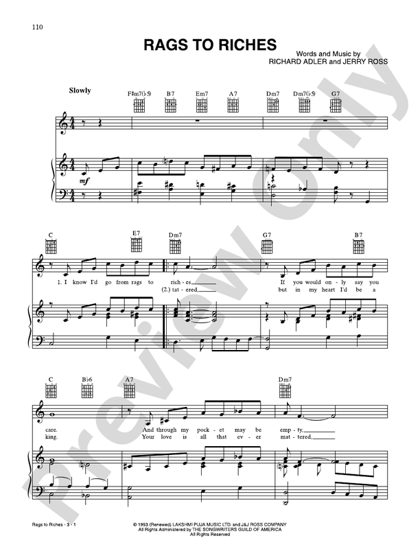 Rags to Riches - Tony Bennett - PVG (Digital Download)