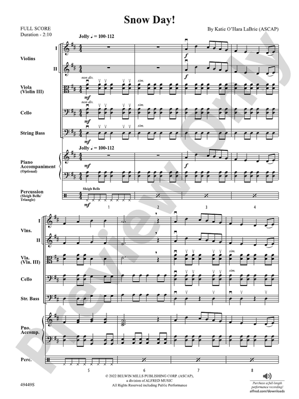 Snow Day - String Orchestra Conductor Score & Parts (Digital Download)