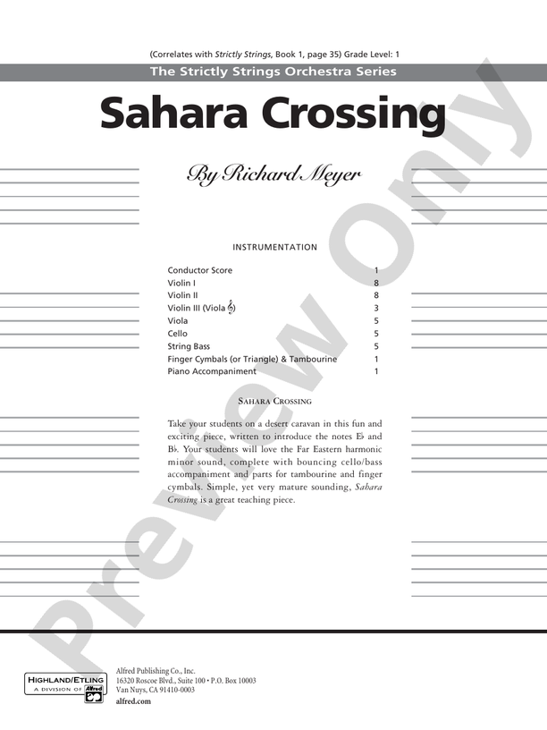 Sahara Crossing – String Orchestra Conductor Score & Parts (Digital Download)