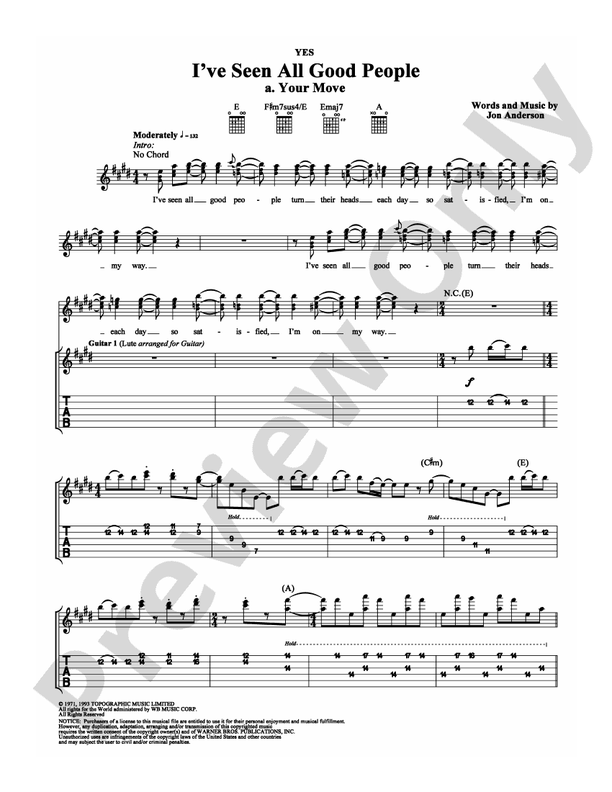 I've Seen All Good People (a. Your Move) - Guitar TAB (Digital Download)