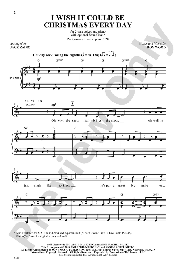 I Wish It Could Be Christmas Every Day - 2 Part Treble Choral Octavo (Digital Download)