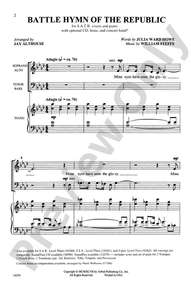 Battle Hymn of the Republic – SATB Choral Octavo (Digital Download)