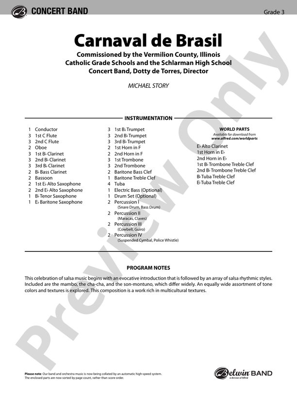 Carnaval de Brasil - Concert Band Conductor Score & Parts (Digital Download)