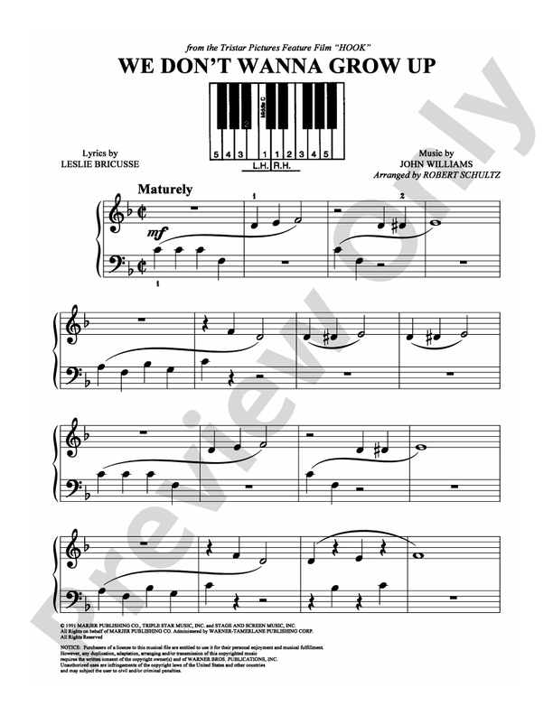 We Don't Wanna Grow Up - Arr. Robert Schultz (DSM-PS-0002981) - Easy Piano (Digital Download)