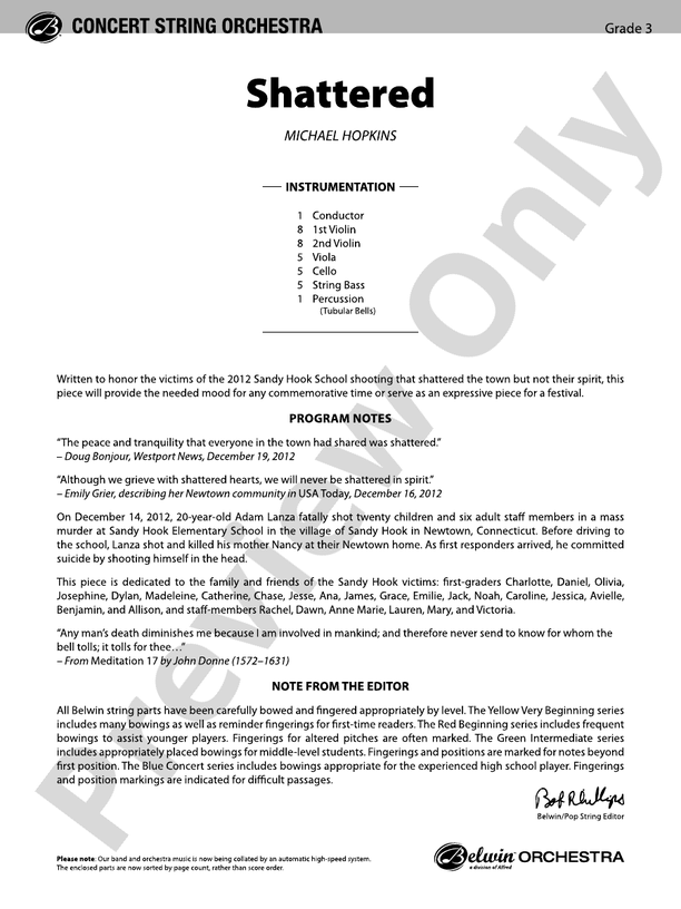 Shattered – String Orchestra Conductor Score & Parts (Digital Download)