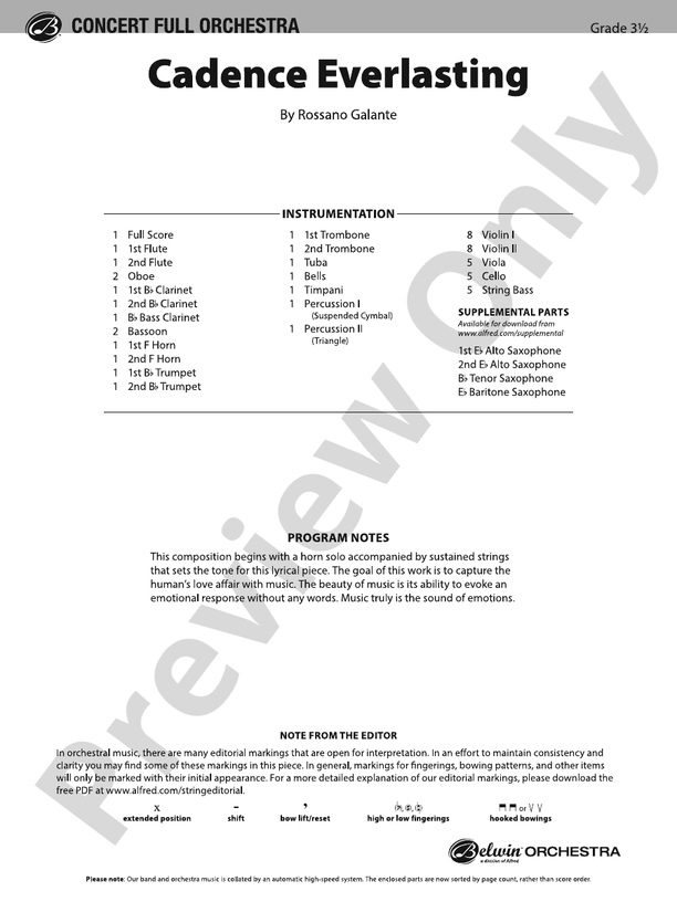 Cadence Everlasting – Full Orchestra Conductor Score & Parts (Digital Download)