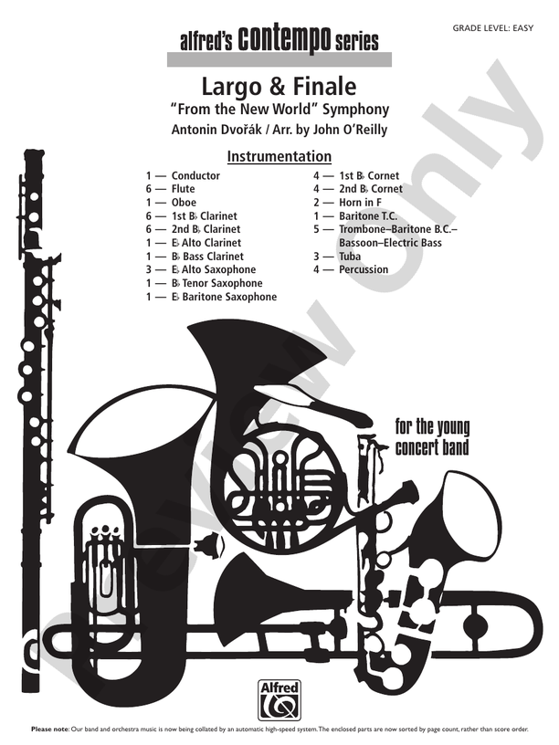 Largo and Finale from the New World Symphony - Concert Band Conductor Score & Parts (Digital Download)
