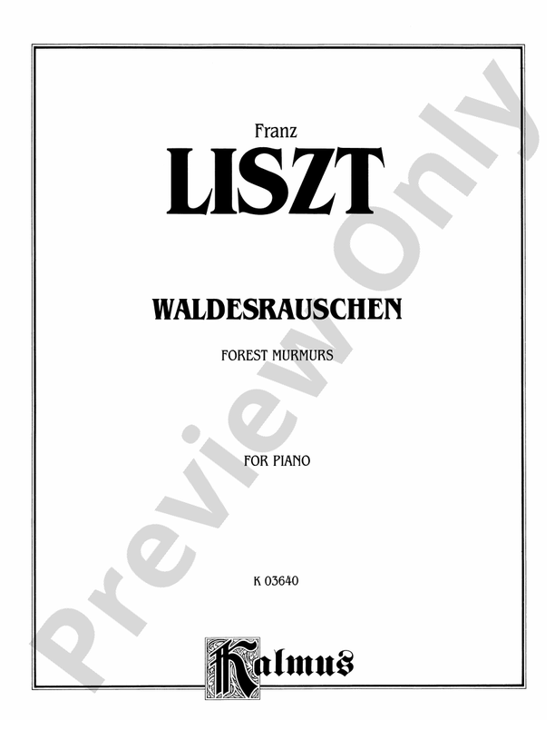 Liszt - Waldesrauschen (Forest Murmurs) - Piano Solo (Digital Download)